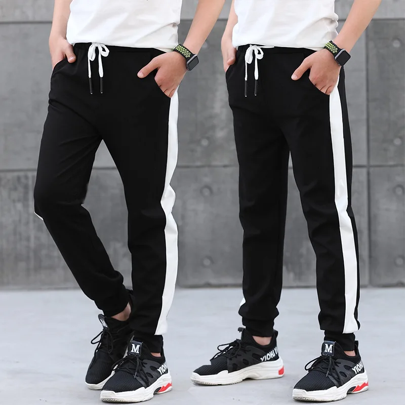 

Childrenswear New Style 2019 Boys' Sports Pants Big Boy Korean-style Pure Cotton Stripes Students Boy Trousers