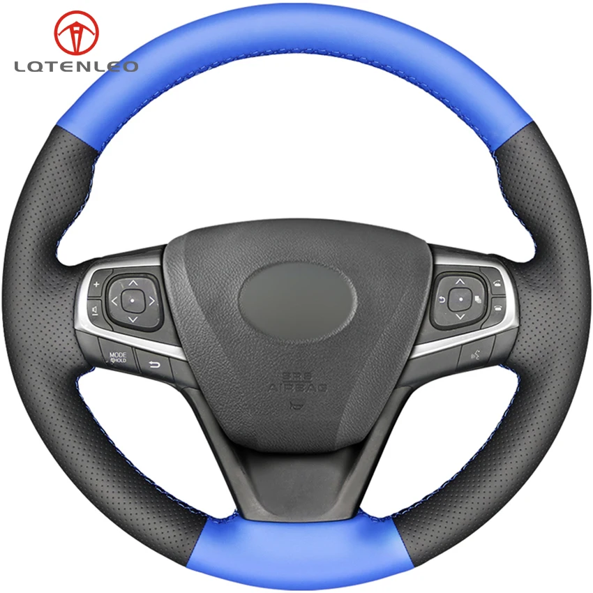 

LQTENLEO Black Blue Artificial Leather Steering Wheel Cover for Toyota Camry 2015 - 2017 Avalon 2013 - 2018 Avensis 2015 - 2018