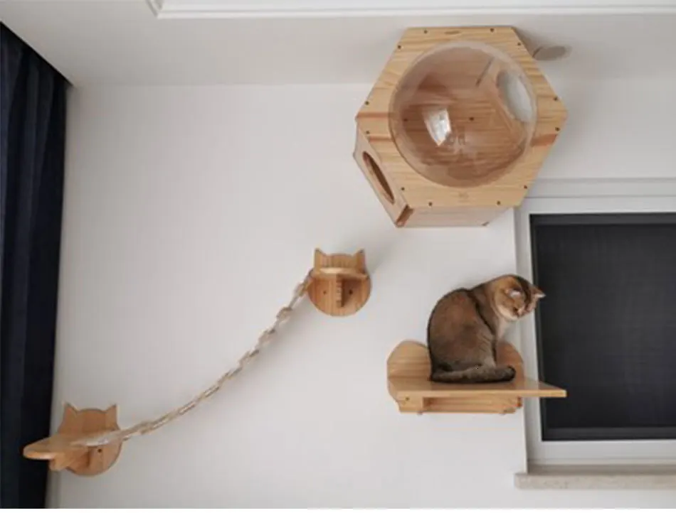 RFWCAK настенный кошачий альпинистский каркас сизаль когтеточка Кошка дерево прыжки платформа Котенок Дом с лестницей Мебель для кошек