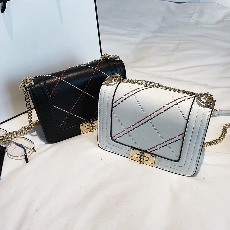 

2019 New Style Color Car Suture Stereo Square Sling Bag Lock Simple One-Shoulder Oblique WOMEN'S Bag