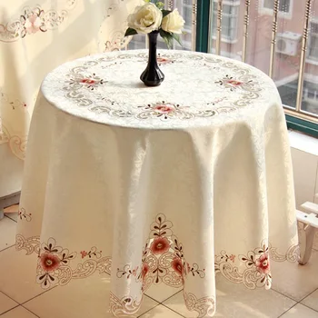 

Rural Embroidered Round Tablecloth Embroidered Tablecloths Table Cover Home Kitchen Supplies Table Decoration