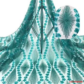 

Hot Sale French Lace Fabric green Nigeria Lace Fabric High Quality African Tulle Lace Fabric For Wedding Party Dress