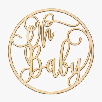 

Custom Oh Baby Circle Wood Sign - Wood Sign Art, Laser Cut Wooden Sign, Rustic Gallery Wall Sign, Nursery Decor Circle Sign