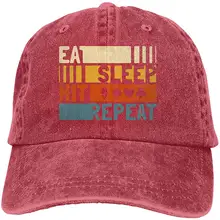 Мужская и женская Регулируемая ВИНТАЖНАЯ ДЖИНСОВАЯ бейсболка Eat Sleep хит повторная Кепка в стиле хип-хоп