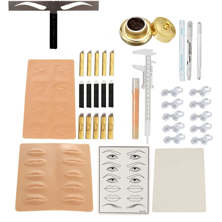 

Tattoo Pigment Kit Korean Style of Semi-Permanent Base Tool Kit Tattoo Floating Eyebrow Color Creams Available on Real Person
