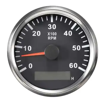 

Boat Tachometer Marine Tacho Meter Gauge Hourmeter 9-32V 6000 RPM 85mm Tachometer Toerenteller Black