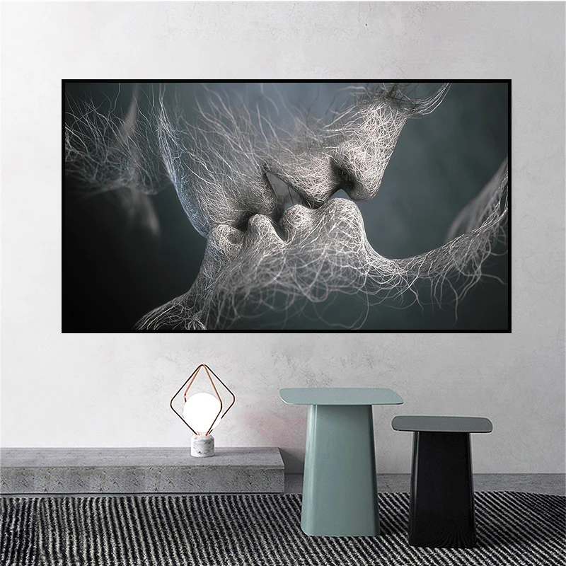 Abstract Love Kiss Canvas Painting Poster and Prints Modern Wall Art Nordic Pictures for Living Room Decor Cuadros Unframed | Дом и сад