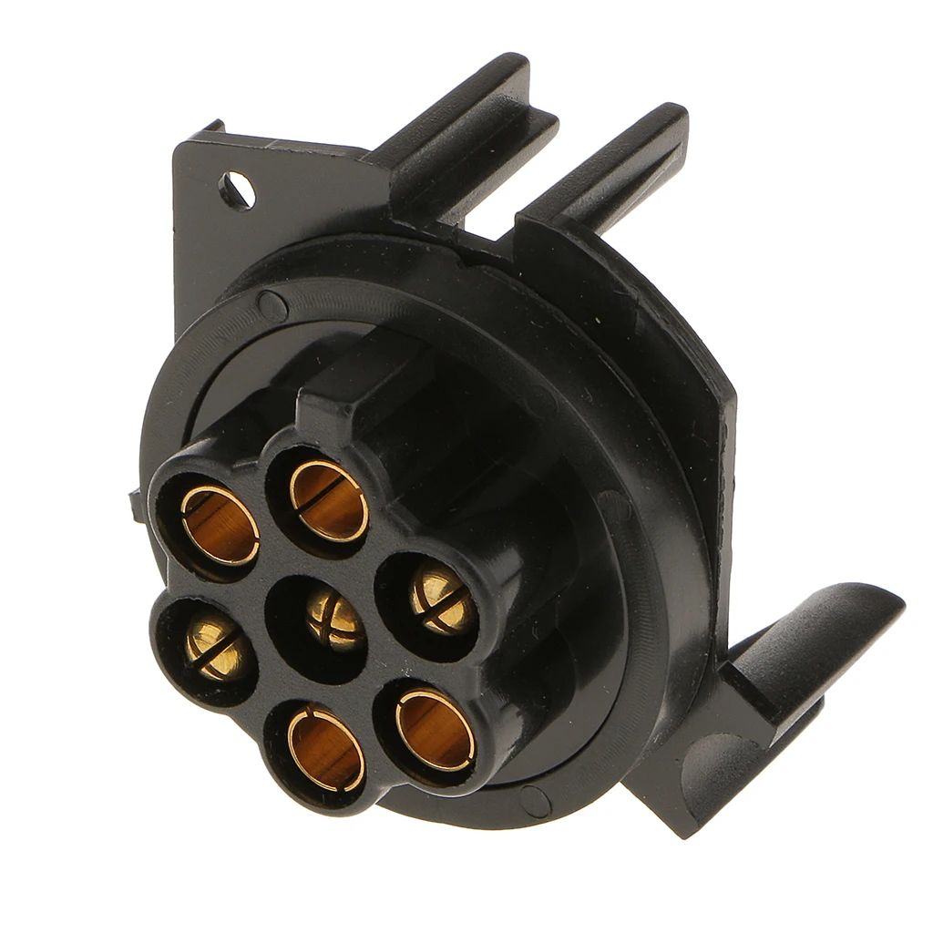 7 Pin Copper Short Towing Caravan Socket Plug Connector PVC, Black