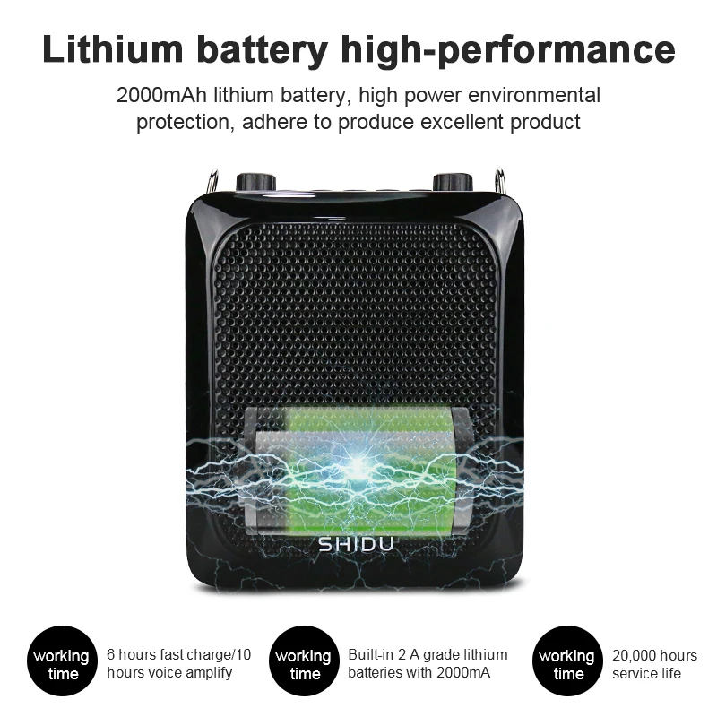 Shidu-amplificador de Voz Microfone sem Fio Aux para Professores Portátil Bluetooth Alto-falante Gravação S28 25w Uhf - Image 2