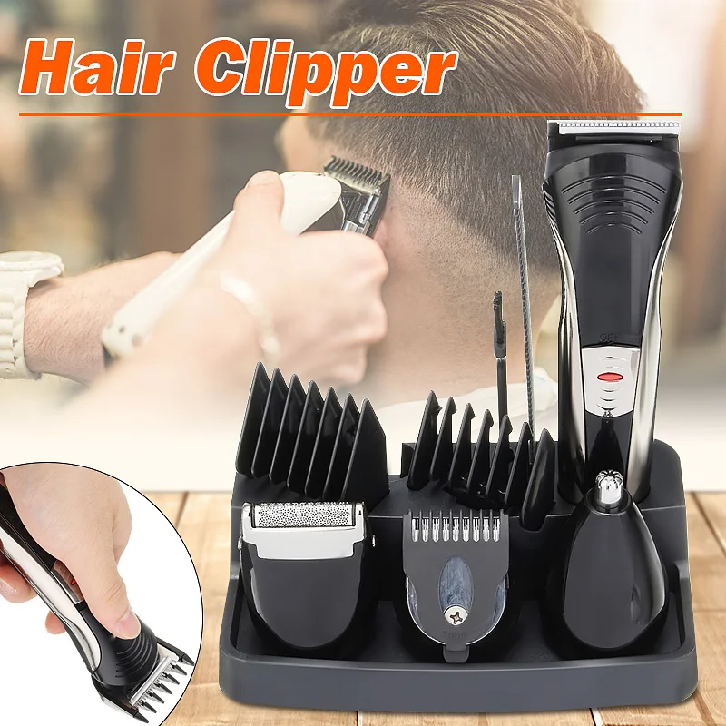 Máquina de Cortar Elétrica sem Fio Cabelo dos Homens 7 em 1 Profissional Cabelo Nariz Barba Orelha Trimmer Removedor Grooming Shaver Kit Máquina Corte 5 trimmer removedor grooming shaver kit máquina corte cabelo dos homens