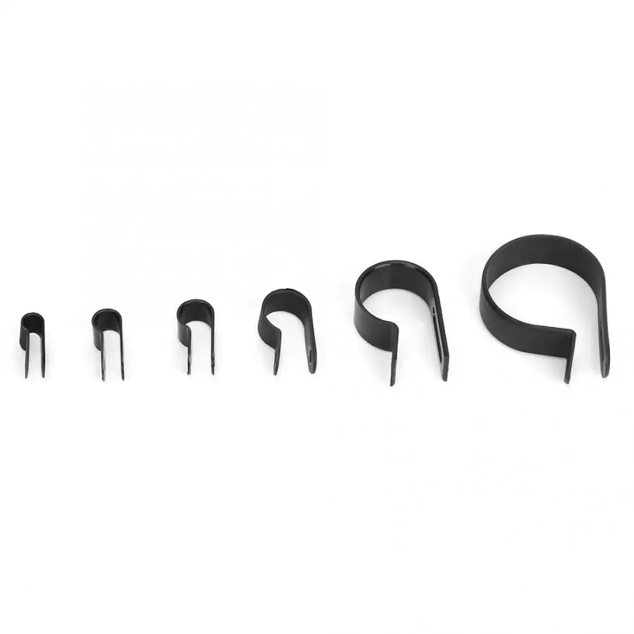 

625Pcs Woodworking Tools Carpentry Black Plastic R-Type Nylon Cable Clamp Wire Clip 5/6/9/12/19/30mm Made Of Plastic Material