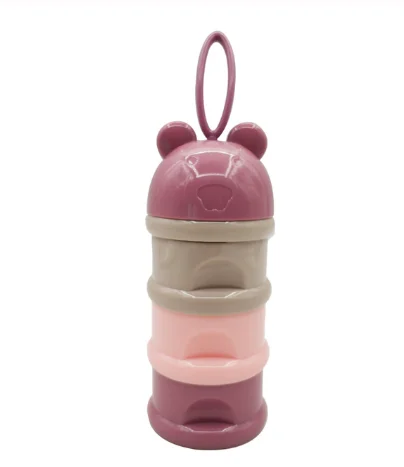 Purple Caja portalitil de almacenamiento de alimentos para Bebes estilo rana de 3 capas cajas de leche en polvo de zapi esencial para n - Цвет: Purple