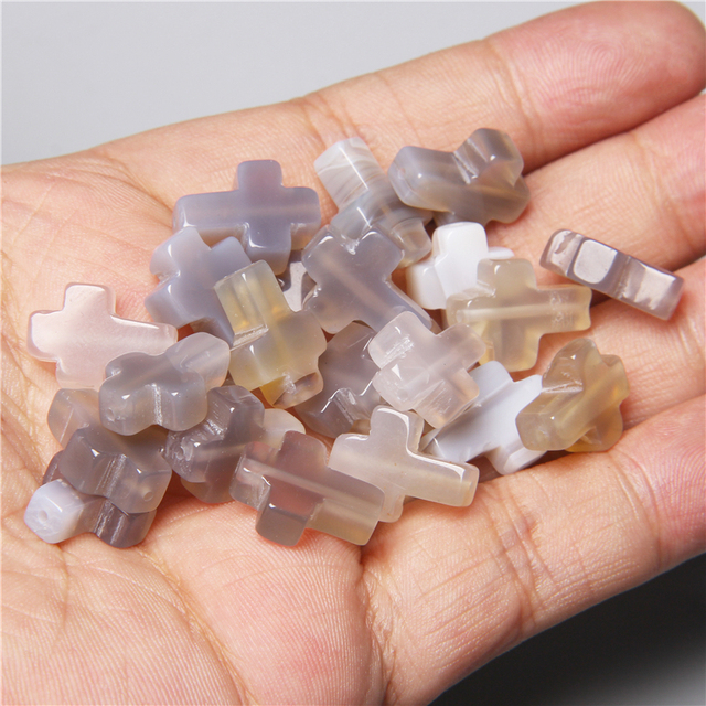 Natural Stone Crystal Tiger Eye Cross Loose Spacer Beads Charm for Women Jewelry Making DIY Necklace Bracelet Part 10pcs