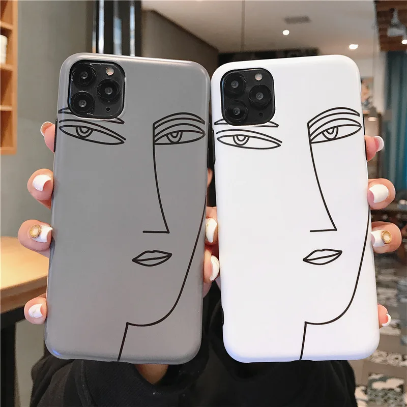 

moskado Abstract Painting Phone Cover For iPhone 11 X XR XS Max Soft Silicon Back Case For iPhone 6 6S 7 8 7Plus Couples Cover