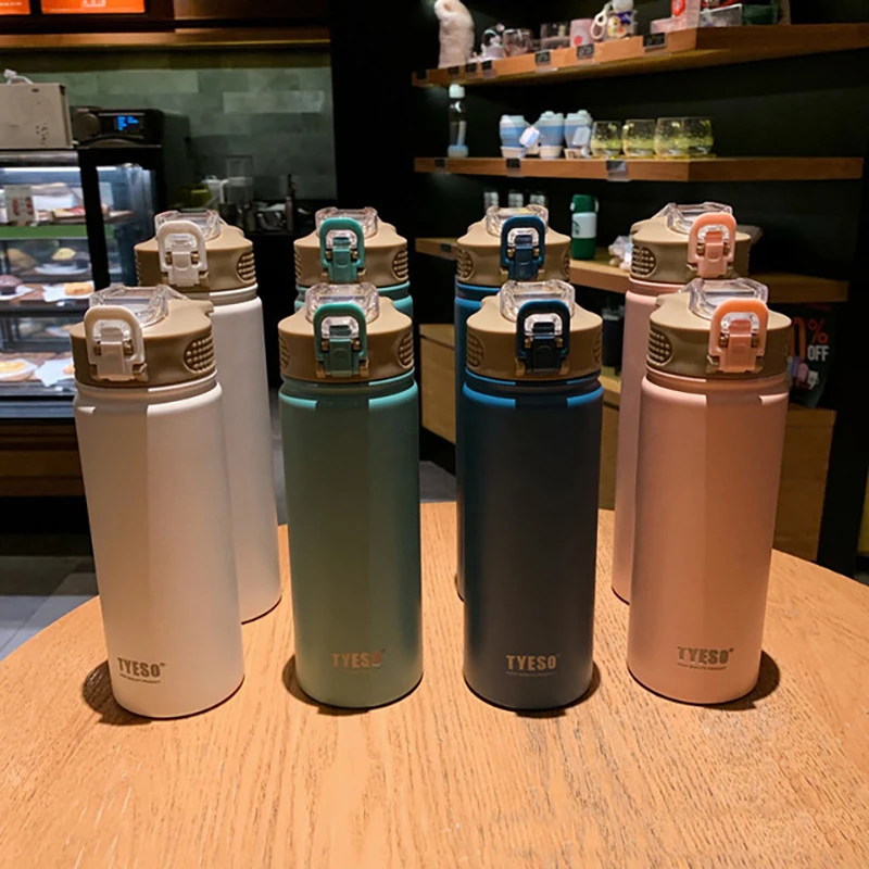 530/750 Thermos Mug With Straw Stainless Steel Thermal Insulation Straight Cup Thermal Water Bottle Tumbler Thermocup 1pcS