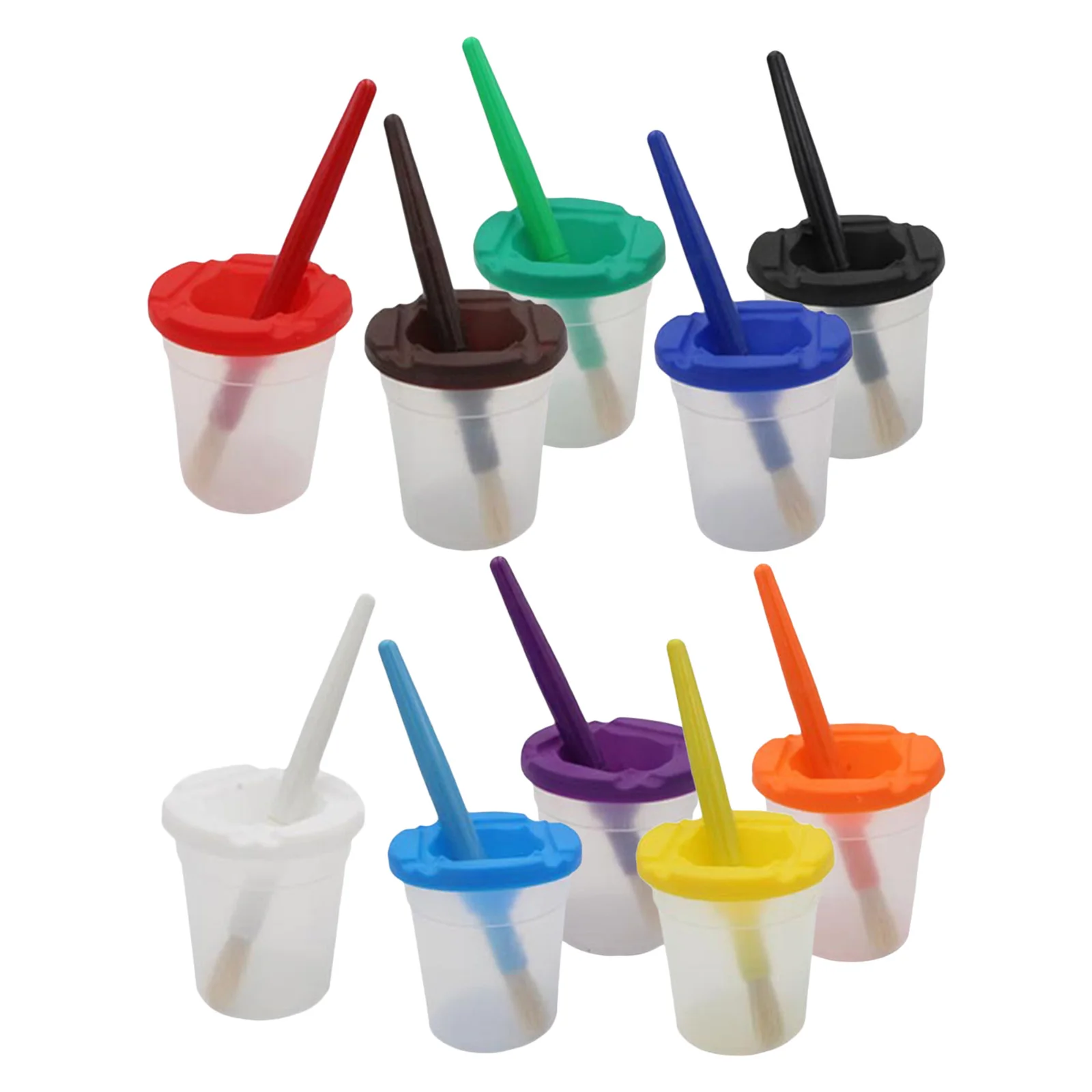 10Pcs Spill Proof Paint Cups, No-Spill Paint Cups with Lids Kids Painting  Toys - AliExpress