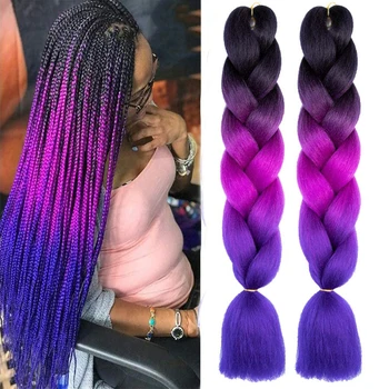 

AIYEE Crochet Braiding Hair Pink Purple Blue Blonde Color Ombre Synthetic Jumbo Crochet Braids Hair Extension for Black Women