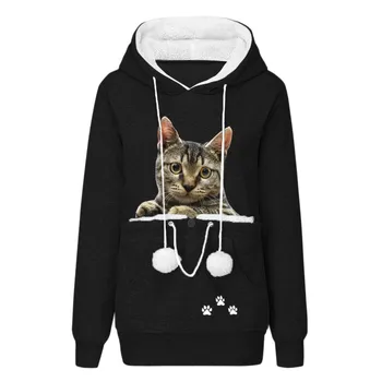 

Cat Lovers Hoodies Women Hooded Casual Pet Kangaroo Sweatshirt Women Pouch Hoodie Big Size Hoody Ladies Tops 11.29