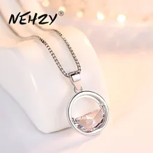 NEHZY, Стерлинговое Серебро 925 пробы, женская мода, новое ювелирное изделие, высокое качество, кристалл, циркон, Круглый Ретро стиль, простое ожерелье с подвеской, длина 45 см NEHZY, Стерлинговое Серебро 925 пробы, женская мода, новое ювелирное изделие, высокое качество, кристалл, циркон, Круглый Ретро стиль, простое ожерелье с подвеской, длина 45 см