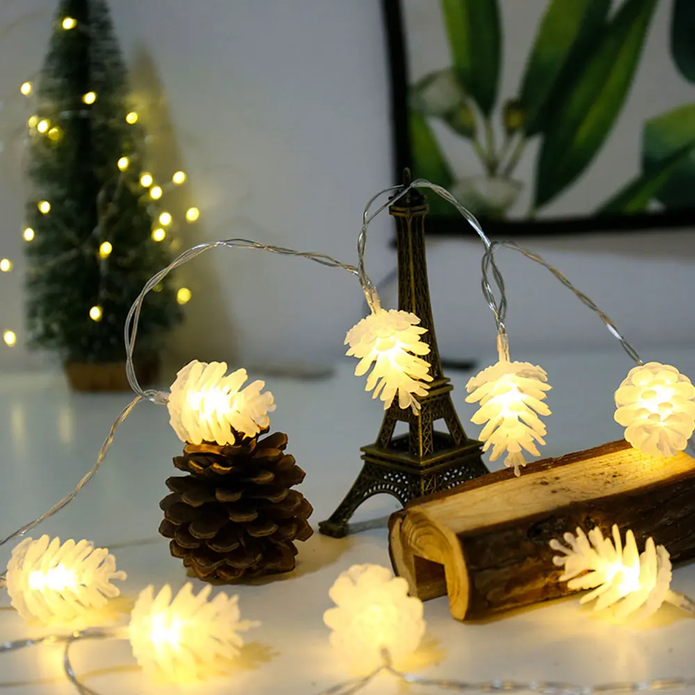 

Christmas Pine Cones LED String Lights Battery Operated Fairy Lights Indoor Outdoor Decoration For Party Wedding Garden Home