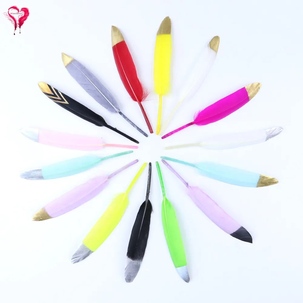 

20Pcs/Lot Natural Dyed Printing Goose Feather For DIY Hats Arts Crafts Feather Wedding Home Decoration Accessories Plume 4-6inch