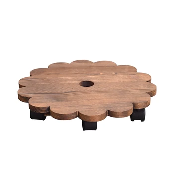 

plant stand Planter Trolley Flower Pot Stand flower pot cart Round Removable solid wood with Wheels Solid wood flower pot holder
