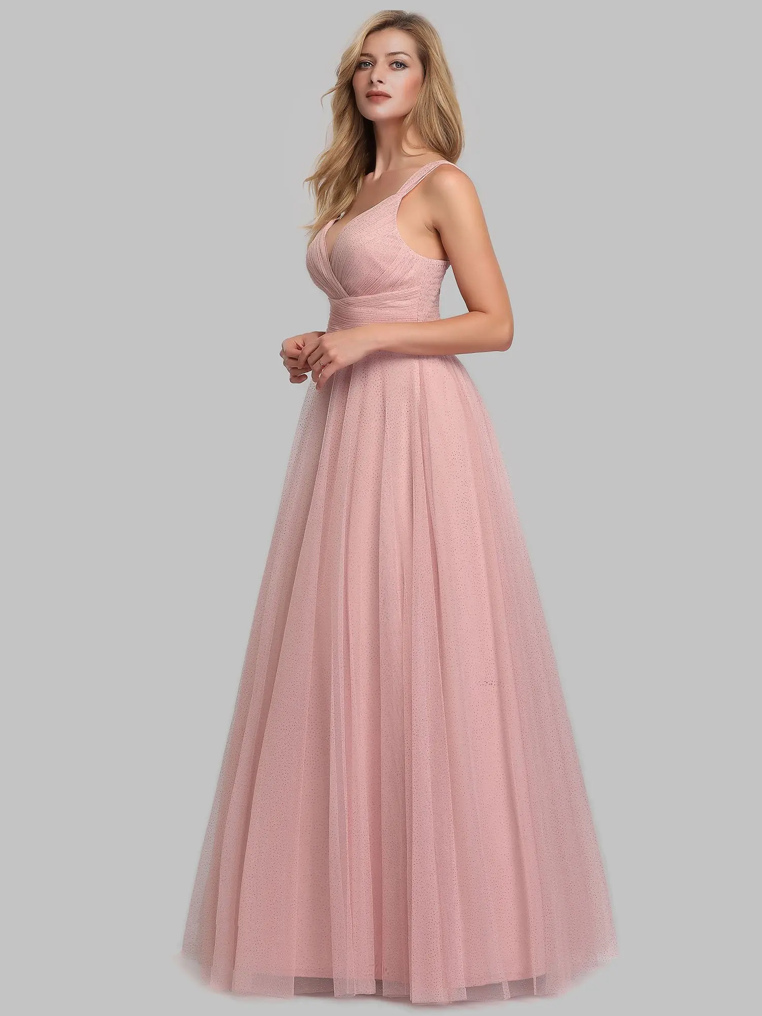 Sweet Evening Dress LongV-Neck Floor Length Spark Tulle Ever Pretty 2022 Bridesmaid Dresses Robe De Soirée Vestidos De Fiesta sexy evening gowns
