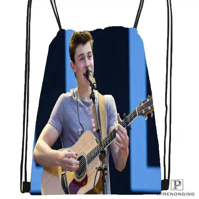 Drawstring Backpack CustomShawn Mendes#1 походная сумка на шнурке милый рюкзак для детей(черная спинка) 31x40 см#180531-02-41 - Цвет: Drawstring Backpack