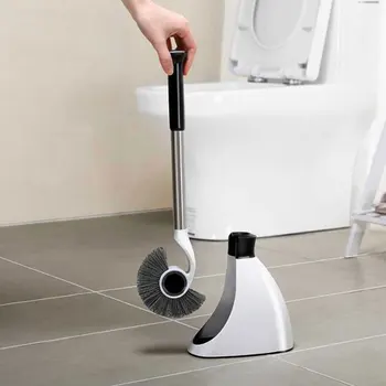 

Stainless Steel Handle Bathroom Toilet Floor Standing Type without Dead Corner Cleaning Brush Magnetic ABS Seahorse Brush Head