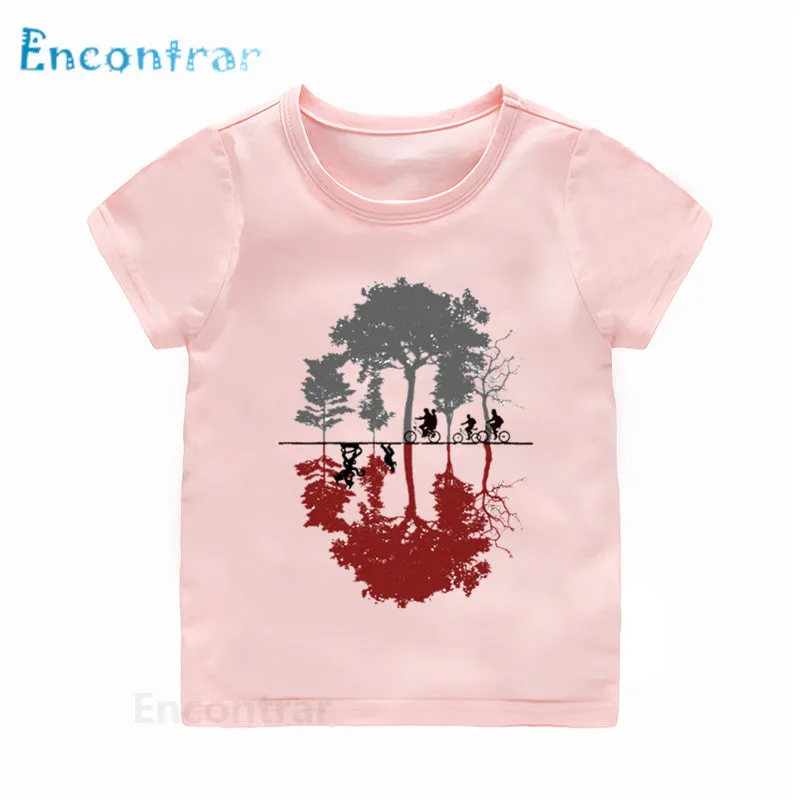 Новая детская футболка с принтом «странные вещи» Детская футболка с круглым вырезом забавная летняя одежда для мальчиков и девочек HKP2501 - Цвет: Modal Pink