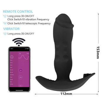Bluetooth Control Thrusting Vibrators Anal Butt Plug Vibrator for Men Prostate Massager Dildo For Women Sex Toys for Men Gays 2