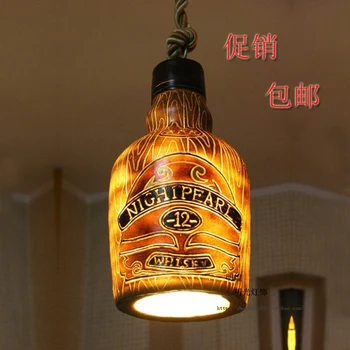 

Vintage Wine Bottle Pendant Light Suspension Luminaire Bar Entranceway Balcony Dia 21*h37cm Lustre Pendente LED Bulbs Modern E27