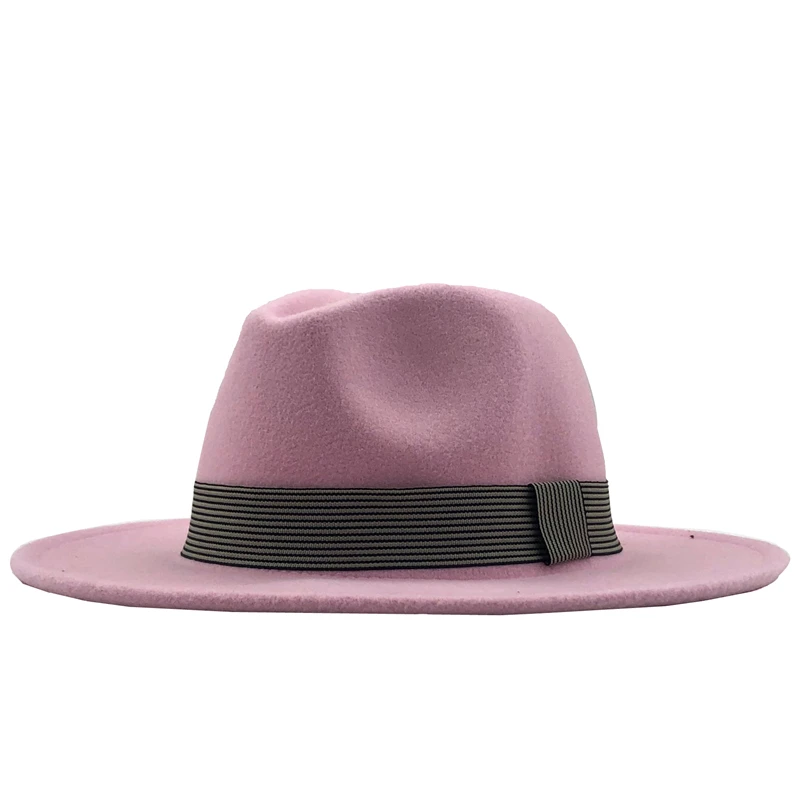 Новая женская и Мужская шерстяная шляпа Fedora с жемчужная лента джентльмен элегантный Леди Зима Осень широкие полями церкви Панама Sombrero джаз шляпа