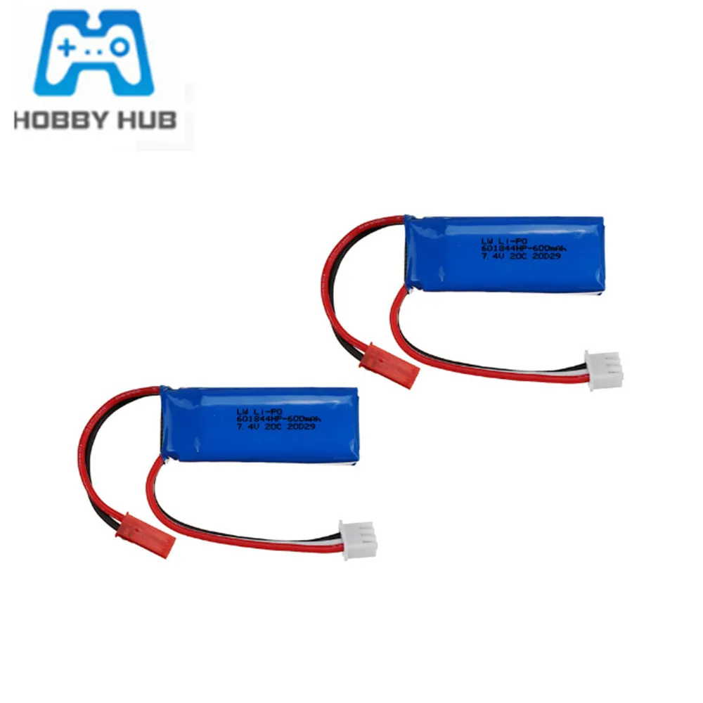 7 4 V 600mAh 20C Lipo батарея для WLtoys K969 K979 K989 K999 P929 P939 RC автозапчасти 2s v 601844 2 шт | Игрушки и