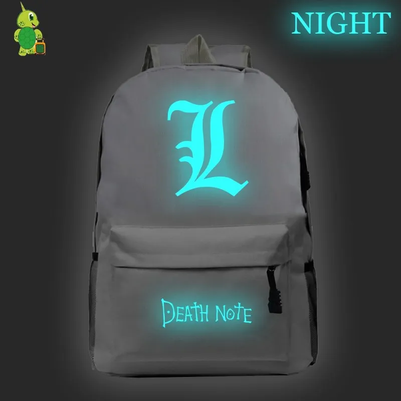 Хаки Рюкзак с надписью «Death Note», повседневный рюкзак для ноутбука, школьные сумки для подростков, девочек и мальчиков, модные дорожные сумки на плечо, детские сумки для книг - Цвет: Хаки