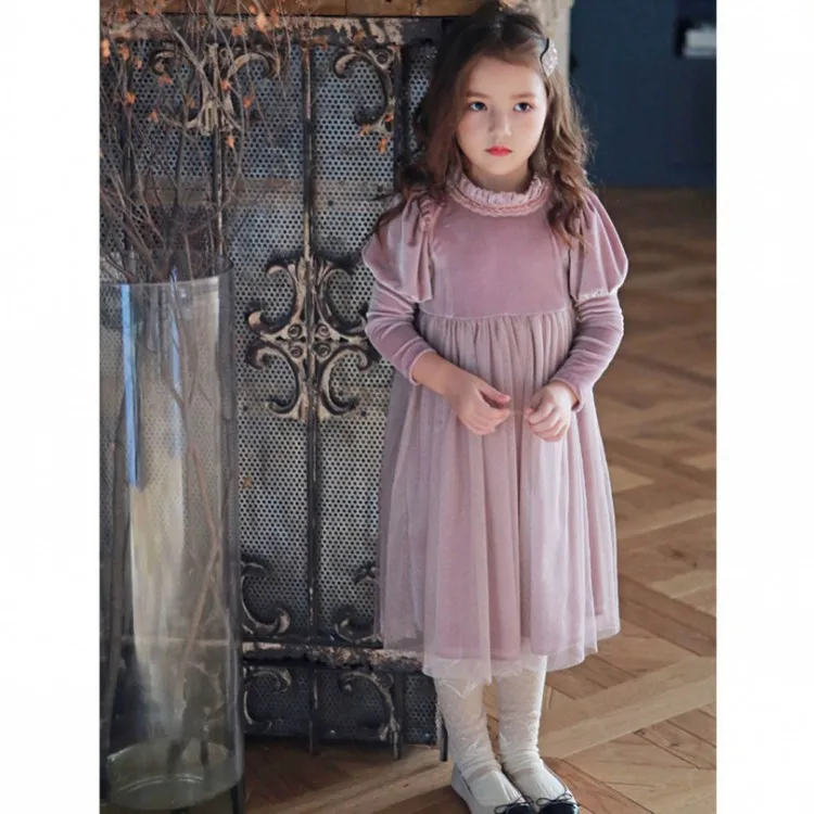 Бархатное платье принцессы в Корейском стиле для девочек, весенние модные детские платья для девочек 3-8 лет