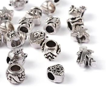 

100pcs 7~13mm Alloy European Beads Large Hole Bead DIY Jewelry Necklaces Bracelets Making Crafts Supplies