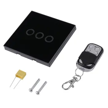 

Smart Rf 433Mhz Remote Touch Wall Switch Tempered Glass Panel Led Indicator Single Fire Wire Control