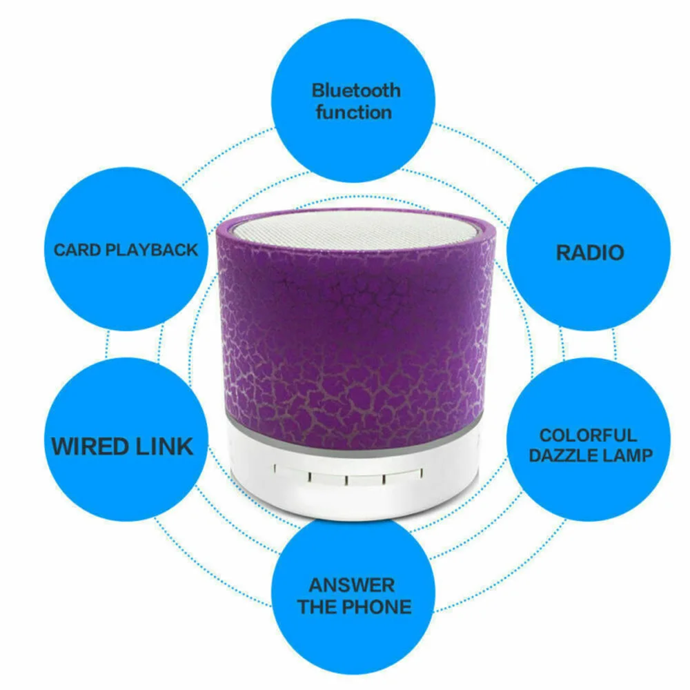 

Mini Subwoofer Luminous Wireless 4.0 Bluetooth Audio Purple Speaker Rechargeable