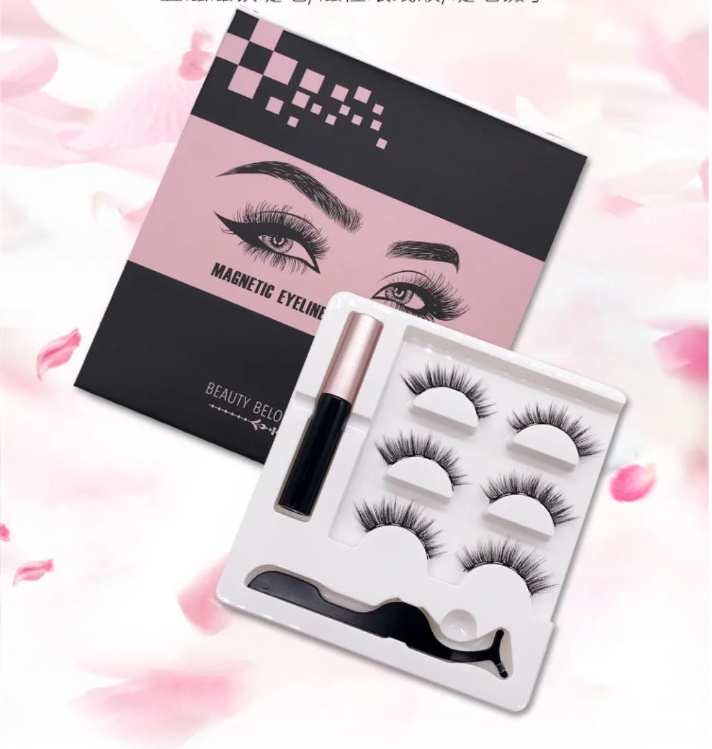 3 pairs/Set Eyelashes Eyeliner Eyelash Curler 5 Natural