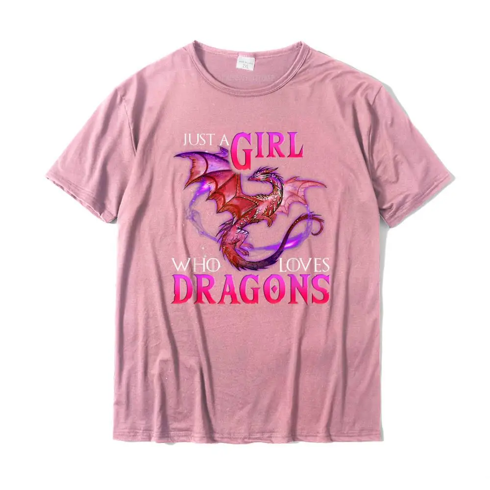 Casual Summer Summer/Autumn Pure Cotton O-Neck Men T Shirt Leisure Clothing Shirt Family Short Sleeve T-Shirt Top Quality Funny Just a Girl Who Loves Dragons Women and Girls T-Shirt__MZ16381 pink