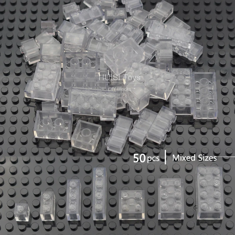 Прозрачный синий прозрачный обычный кирпич совместимый с LEGOE пластиковые
