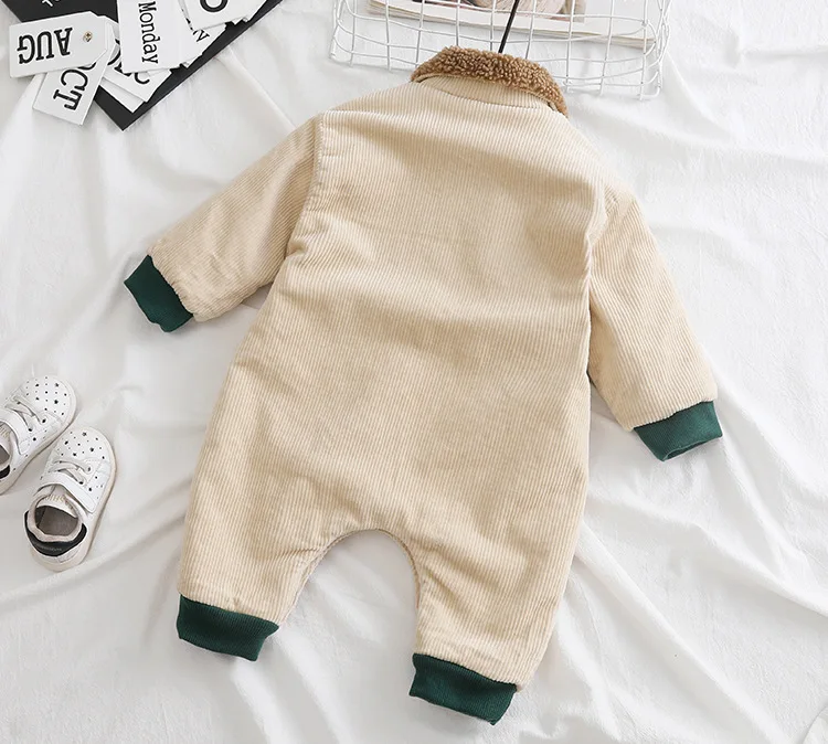 children winter jumpsuit baby plus velvet romper