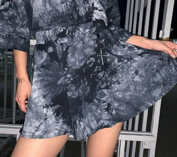 

Teenage Girls Summer Skirt Gradient College Style Cross Pendant Dark Wild Skirt Female Loose Casual Harajuku Style Skirt Korean