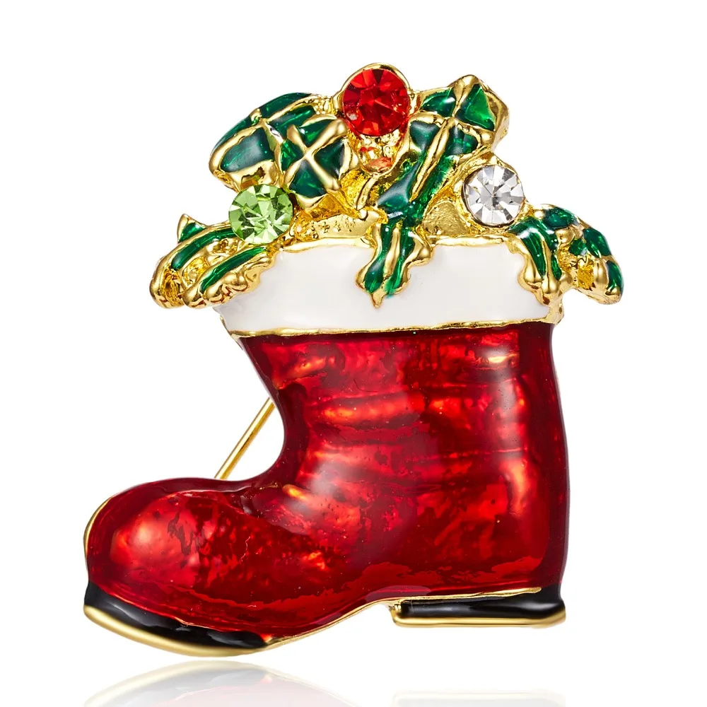 RINHOO Милая Рождественская шапка, перчатки, носки, двойные тростниковые звезды, бант, стразы, эмалированная брошь, картина маслом, женские рождественские украшения, подарок