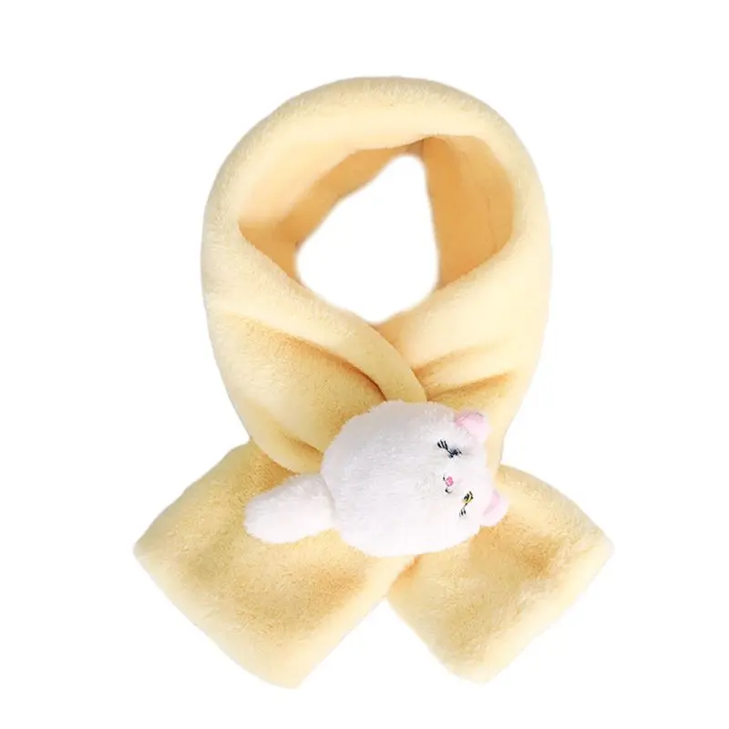 Теплый детский шарф контрастного цвета с плюшевым крестиком и галстуком-бабочкой; шарф с кроликом из мультфильма - Цвет: Yellow-3
