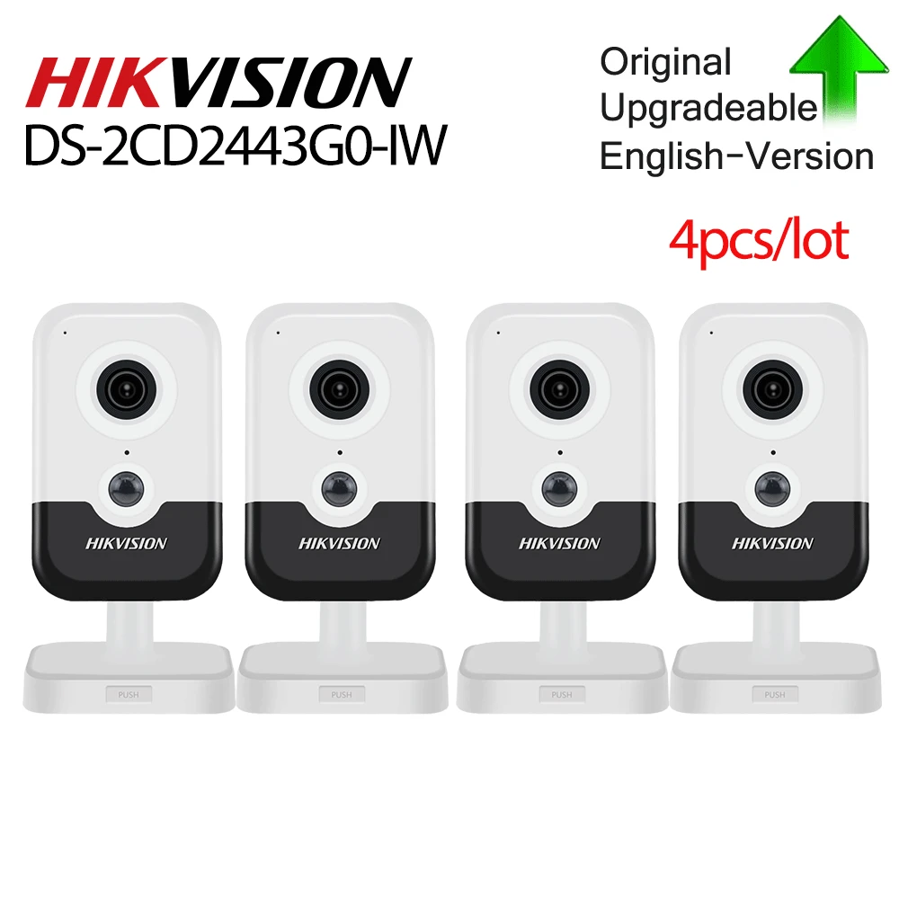 Hikvision DS-2CD2443G0-IW Wi-Fi видеонаблюдение 4MP ИК фиксированный куб Беспроводная ip-камера двухстороннее аудио H.265 + 4 шт./партия