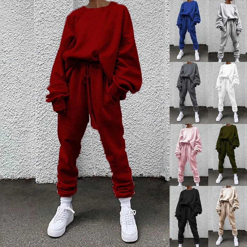 

LASPERAL Two Piece Set Outfits Autumn Women's Tracksuit Oversized pullover And Pants Casual Sport Suit Winter 2 Piece Woman Set