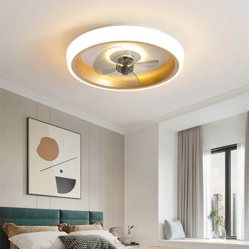 Nordic Modern Acrylic ABS Smart Led Ceiling Fan Light Colorful Children's Bedroom Dining Household Lighting Fan Integrated Lamp