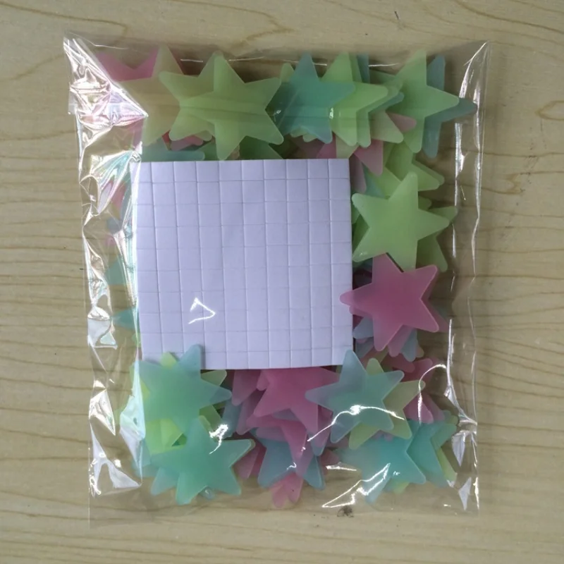 Description Picture 6 of item100pcs 3D Stars Glow In Dark Luminous Fluorescent Plastic Wall Sticker Home Decor Decal Wallpaper Decorative Special Festivel